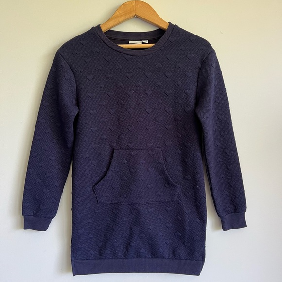 Heart Detailed Knit Kids Navy Sweater - Picture 3 of 6